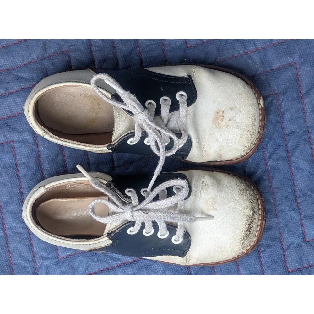 Ruggies Vintage Leather Oxford Childs Shoes, Boy/Girl Size 7D Made In USA